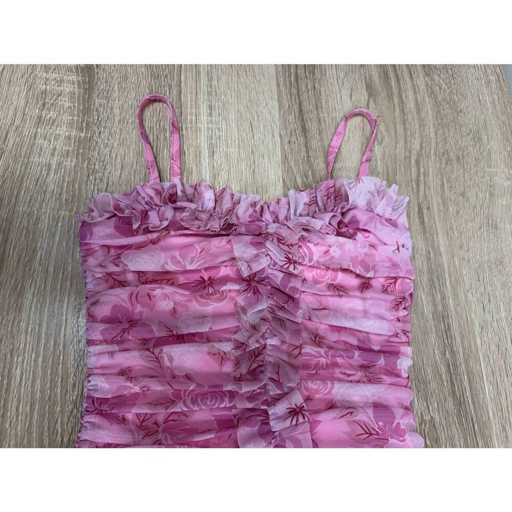 NEW KATIE J NYC kids tween bobbi mesh ruffle dress in pink floral - Picture 4 of 4